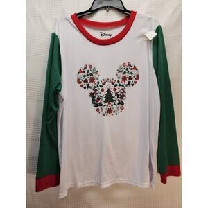 Disney Mickey Mouse Pajama Top Womens Size 1x Plus Sz Long Sleeve Christmas